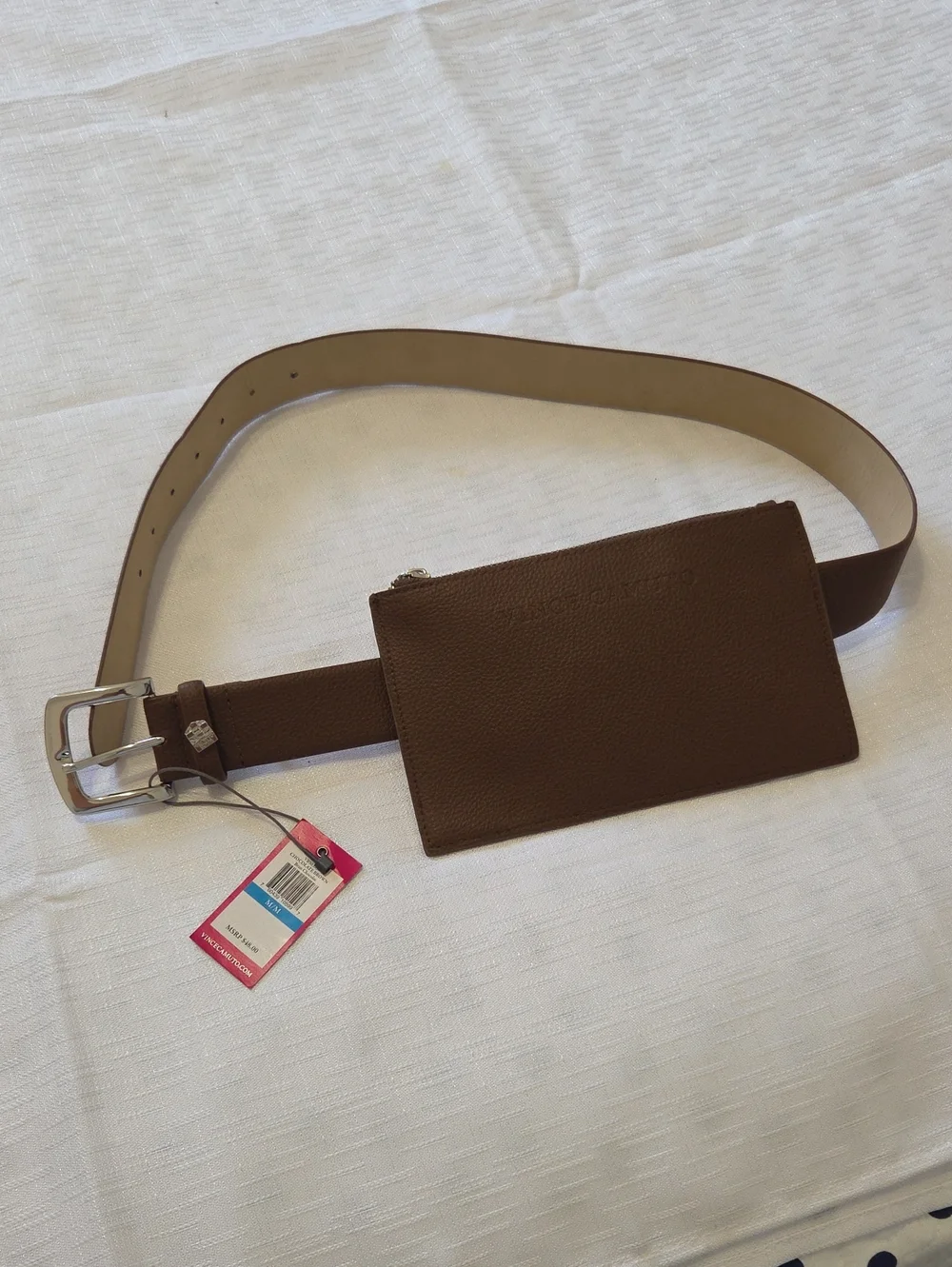 Vince Camuto Brown Leather Belt Bag with Zip Pouch
